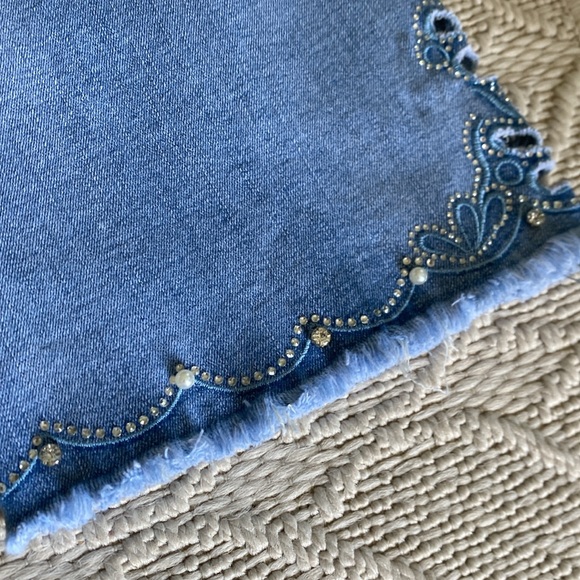 Redial Paris Embellished Pearls Rhinestone Boot Cut Jeans - Size Small - Picture 8 of 11